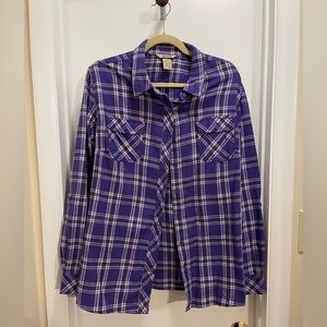 Duluth Trading Company- Woman’s free swinging purple plaid shirt 2XL